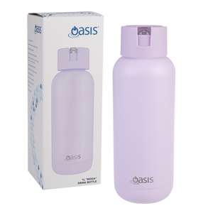 Oasis Moda Cermaic Lined Stainless Steel Triple Wall Insulated Drink Bottle 1 Litre-Gift a Little gift shop