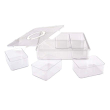 Load image into Gallery viewer, ALFRESCO LANE SQUARE 6 COMPARTMENT GRAZING BOX W/ CARRY HANDLES - CLEAR