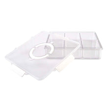 Load image into Gallery viewer, ALFRESCO LANE SQUARE 6 COMPARTMENT GRAZING BOX W/ CARRY HANDLES - CLEAR