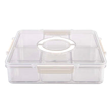 Load image into Gallery viewer, ALFRESCO LANE SQUARE 6 COMPARTMENT GRAZING BOX W/ CARRY HANDLES - CLEAR