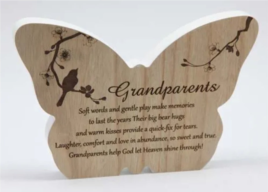 Sincerity Butterfly Sentiment Plaque Grandparents-Gift a Little gift shop