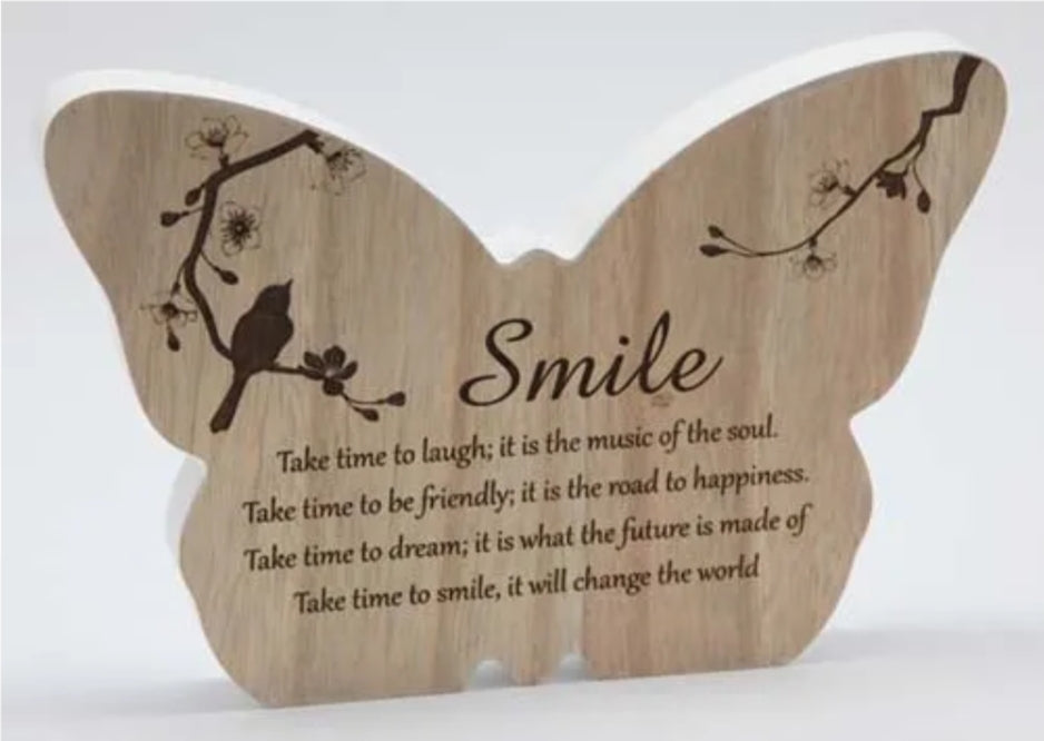 Sincerity Butterfly Sentiment Plaque Smile-Gift a Little gift shop