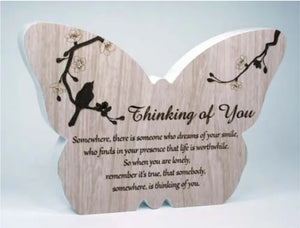 Sincerity Butterly Sentiment Plaque Thinking of You-Gift a Little gift shop