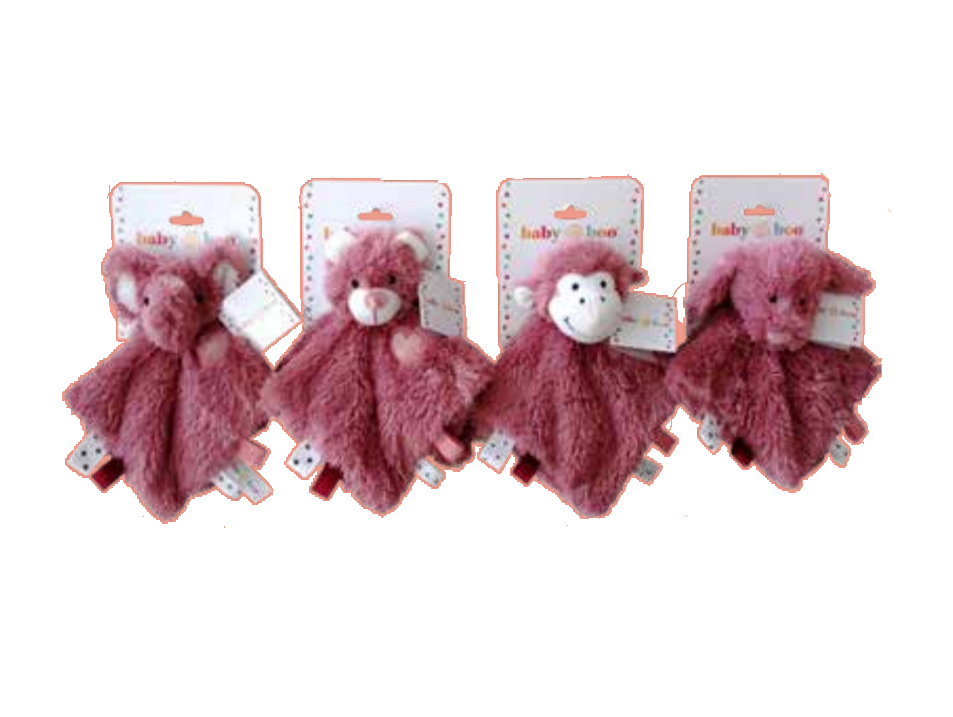 Dark Pink security Blanket - 4 assorted designs-Gift a Little gift shop